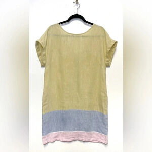 C&C California Colorblock Linen Sheath Dress - Button Back Pastel Casual Summer